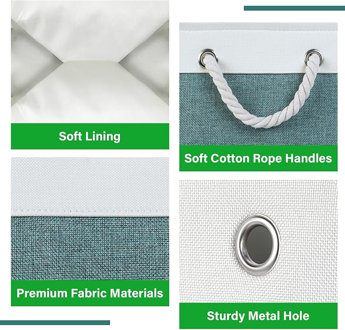 Bidtakay Small Storage Baskets for Shelves 3 Pack Fabric Storage Bins for Organizing Linen Collapsible Organizer for Closet-Deep Green-Ruum Studio Home