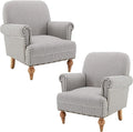 chairus Linen Accent Chair for Living Room Set of 2 Upholstered Mid Century Modern Single Sofa Chair with Solid Wood Legs Comfy Reading Armchair for Bedroom/Office Room/Recption/Lounge, Black Stripe-Ruum Studio Home
