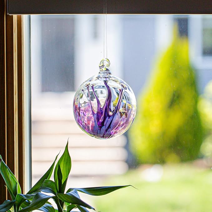 Luke Adams Handmade Glass Gazing Balls for Garden on Clearance – Hand Blown Glass Gazing Ball for Yard Décor – Decorative Garden Globe (Purple Crush/Lavender)-Ruum Studio Home