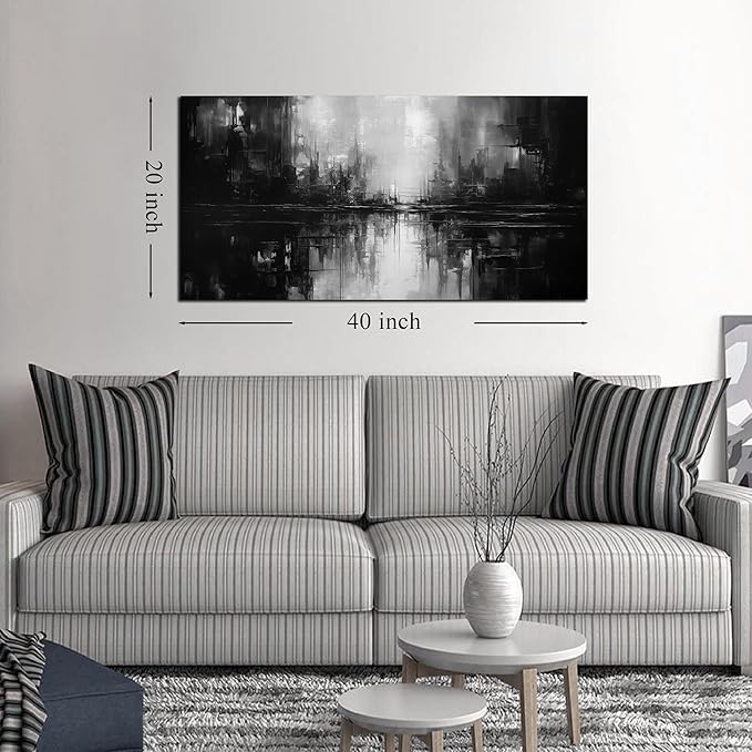Abstract Wall Pictures for Living Room,Black Art Paintings for Wall Office Wall Art Bedroom Wall Decor 20 x 40 Inch-Ruum Studio Home
