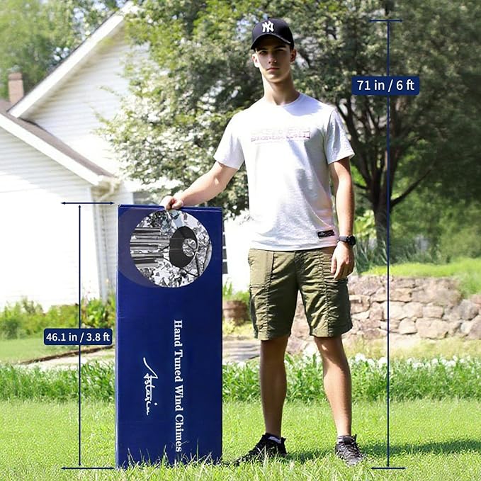 ASTARIN 65 in Wind Chimes for outisde - Extra Large Outdoor Handcrafted WindChimes,Deep Tone Metal Chimes for Garden Decor, Large Windchimes Deep Resonance, 2.27in Tubes Weather-Resistant, Black-Ruum Studio Home