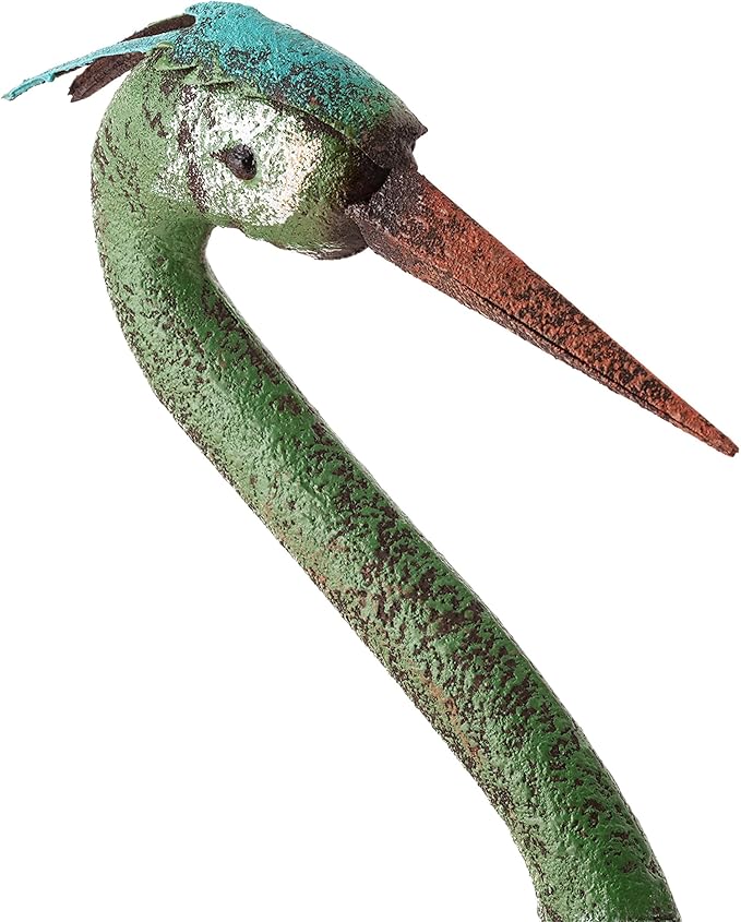 Alpine Corporation 40" Tall Outdoor Rustic Metal Crane Statue Yard Art Decoration-Ruum Studio Home