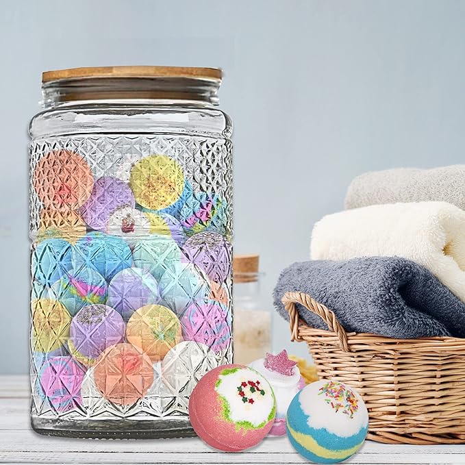 Large Glass Storage Jar, Glass Food Storage Containers with Bamboo Lid, Kitchen Containers Cereal Canisters Decorative Jar for Candy Snack Cookies Coffee Tea Nuts Airtight Glass Jars (Extra Large)-Ruum Studio Home