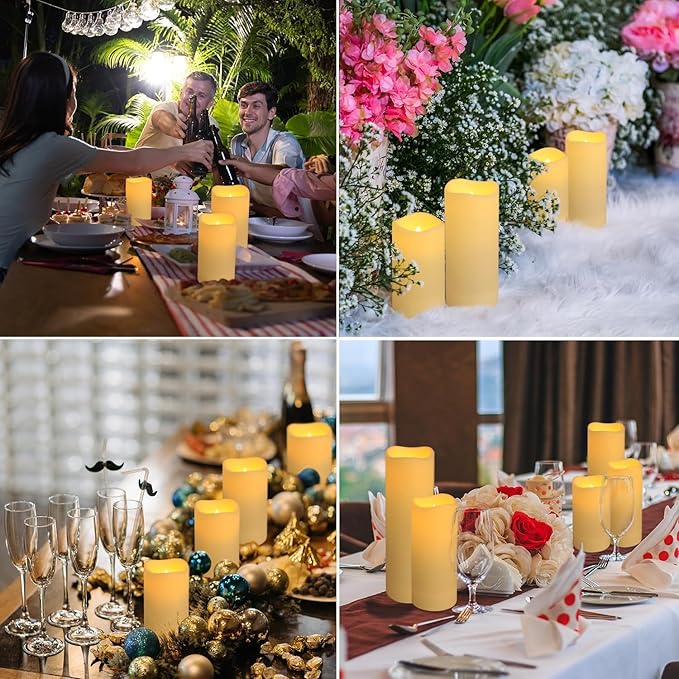 Set of 72 Flameless Led Battery Opeated (D2.2'' x H4''5''6'') Waterproof Outdoor Indoor Candles with 10-Key Remotes and Cycling 24 Hours Timer