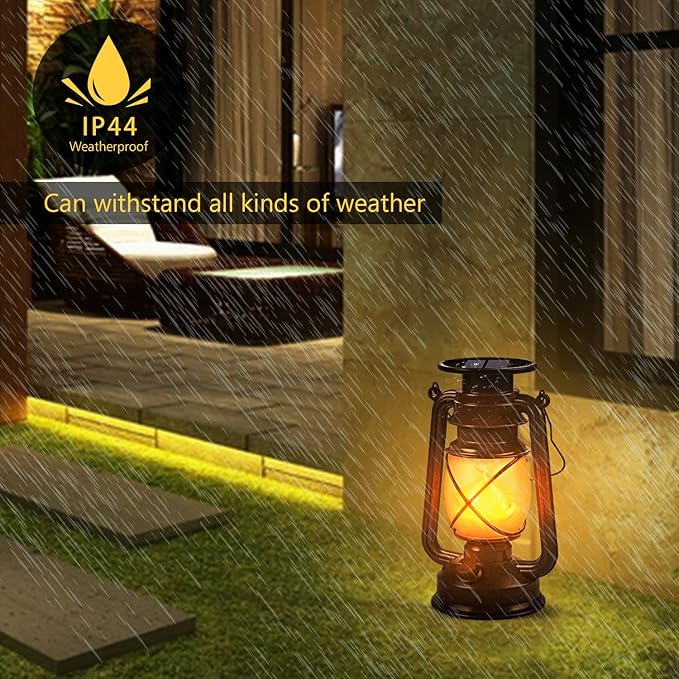 Solar Lantern Outdoor Hanging Solar Lights Dancing Flame Led Waterproof Camping Lamps, Landscape Decor for Table Patio Garden Yard Pathway Porch 2 Pack-Ruum Studio Home