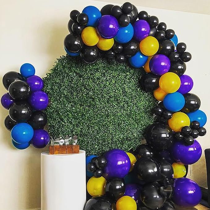 Purple Blue Yellow Black Balloons 60 Pcs Metallic Purple Royal Blue Black Yellow Game Latex Balloon Gaming Party Balloon for Kids Gamer Night Birthday Graduation Party Decoration Supplies-Ruum Studio Home