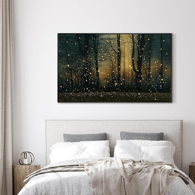 SIGNWIN 30"x60" Extra Large Framed Wall Art Magical Firefly Forest at Twilight, Enchanted Nature Scene for Home Living Room Bedroom Decor (Frame Assembly Required)-Ruum Studio Home