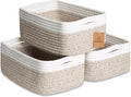 NaturalCozy 11.8"x8"x4.5” Storage Baskets for Shelves 3 Pack | Cotton Rope Woven Small Baskets for Organizing | Small Storage Bins for Nursery, Bathroom, Closet, Cube Shelf, Decorative, Gift Basket-Ruum Studio Home