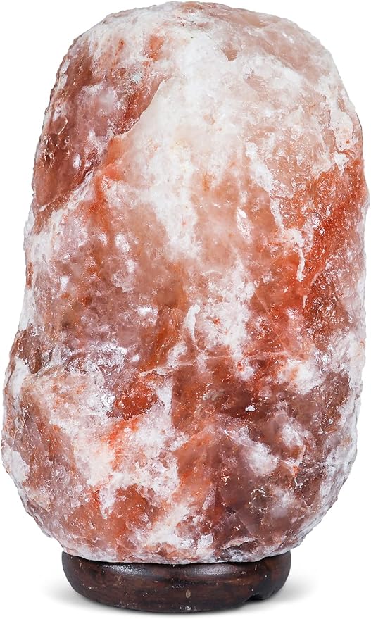 Himalayan Secrets LARGE Salt Lamp - Natural Pink Crystal with Wooden Base - Dimmer Cord and Bulb included (18-22 LBS)-Ruum Studio Home