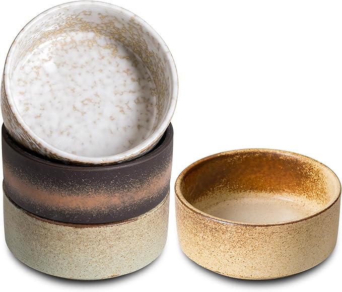 Ceramic Bowl Sets of 4, 4.5 Inches Mix Color, Small Bowls Set Farmhouse Vintage Color Bowls for Kitchen, 10 oz Bowl for Dessert, Dip, Side Dishes, Ice Cream, Fruit, Rice Dishwasher Microwave Safe-Ruum Studio Home