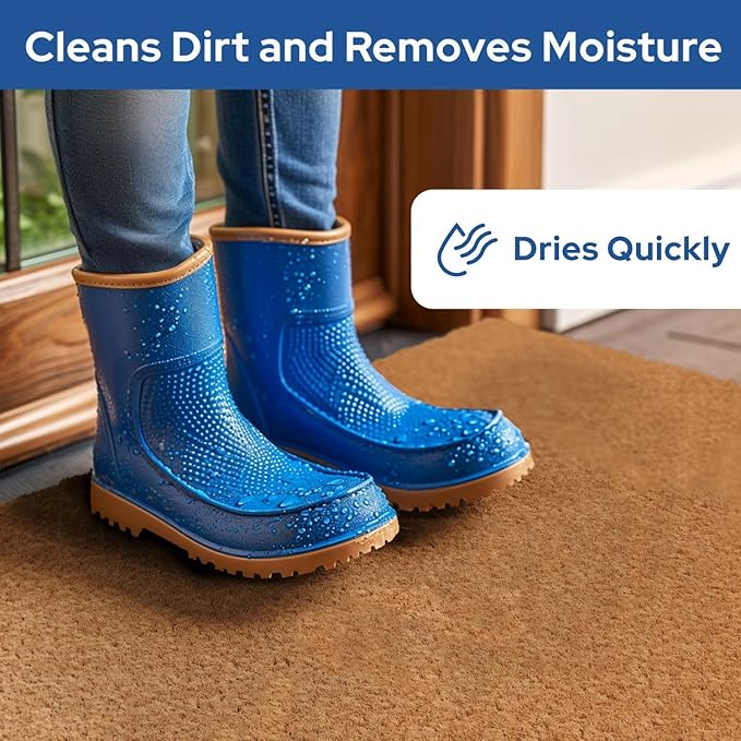 Barnyard Designs Natural Coco Coir Heavy Duty Backing Doormat - Large Cute Non-Slip Front Door Welcome Mat for Outside Entrance or Porch Entry, Brown (36x72, Plain Brown)-Ruum Studio Home