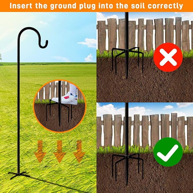 Shepherd Hooks Outdoor 48 Inches for Lanterns Heavy Duty Shepherd Stand Plant Hanger Yard Hooks for Solar Lights,Bird Feeder,Wedding,Mason Jar,Planter Pot,Adjustable Height-Ruum Studio Home