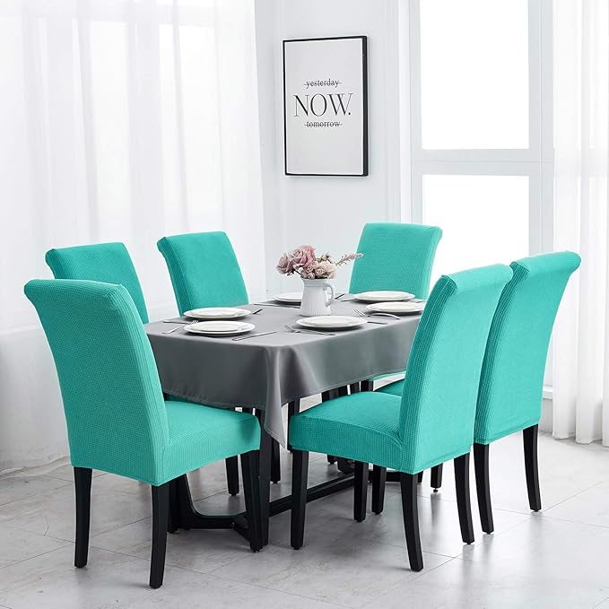 Joccun Chair Covers for Dining Room Set of 4, Dining Chair Slipcovers Stretch Dining Room Chair Covers Seat Protector,Washable Parsons Chair Cover for Home,Banquet(Turquoise,4 Pack)-Ruum Studio Home