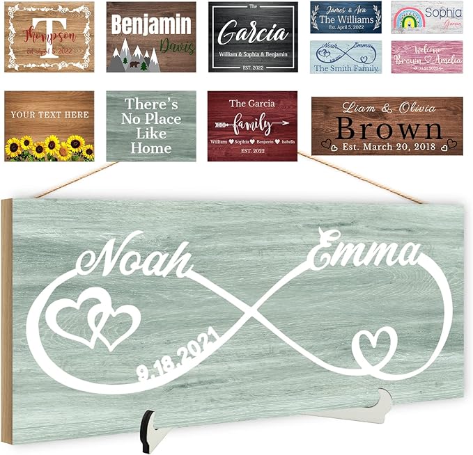 Custom Wood Sign Prsonalized Text Business Home Decor, Personalized Rustic Plaque Board Hanging Wooden Name Sign for Wall Art, Customized Signs Plank Decoration Gifts for Wedding Family Farmhouse Kitchen, Rectangle-Ruum Studio Home