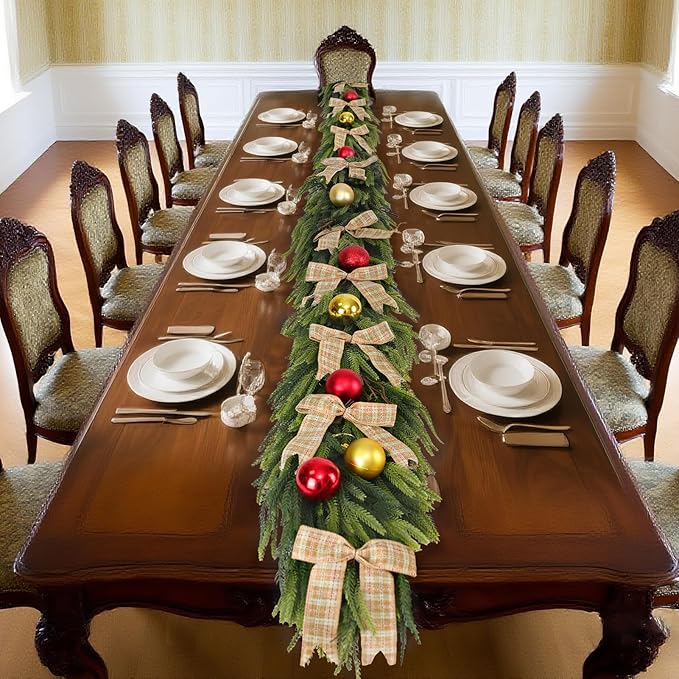 Christmas Decorations – 6FT Artificial Norfolk Pine Greenery Garland, Real Touch Christmas Garland for Mantel, Staircase, Fireplace, Front Door, Indoor & Outdoor Holiday Decor (1, 6FT)-Ruum Studio Home