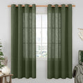 LAMIT Olive Green Linen Sheer Curtains 78 inch for Living Room, Soft Thick Bronze Grommet Light Filtering Boho Window Textured Neutral Christmas Decor Drapes for Bedroom, 2 Panels Set, 52 x 78 Inch-Ruum Studio Home
