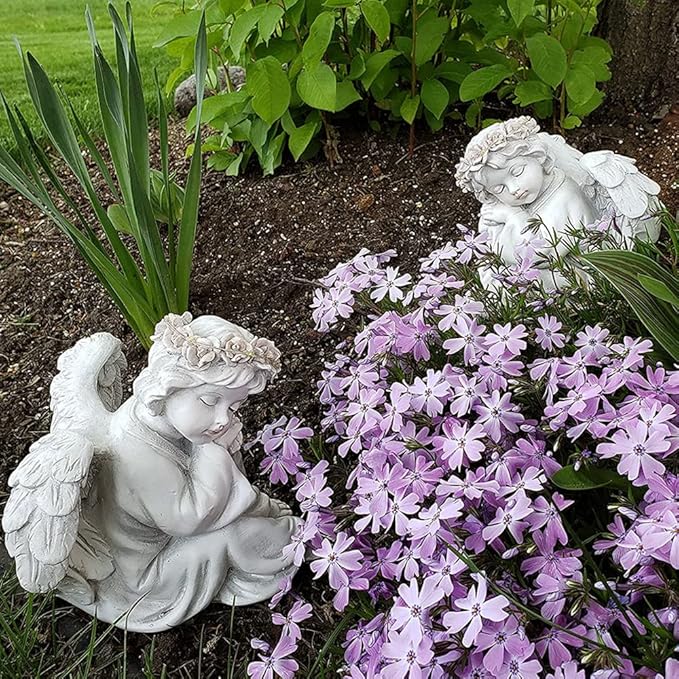 Angel Statue Garden Decor for Outside Solar Outdoor Decorations Patio Cherub Christmas Yard Porch Home Lawn Art Light up Figurine Memorial Sculpture Gift for Mom Mother Grandma-Ruum Studio Home