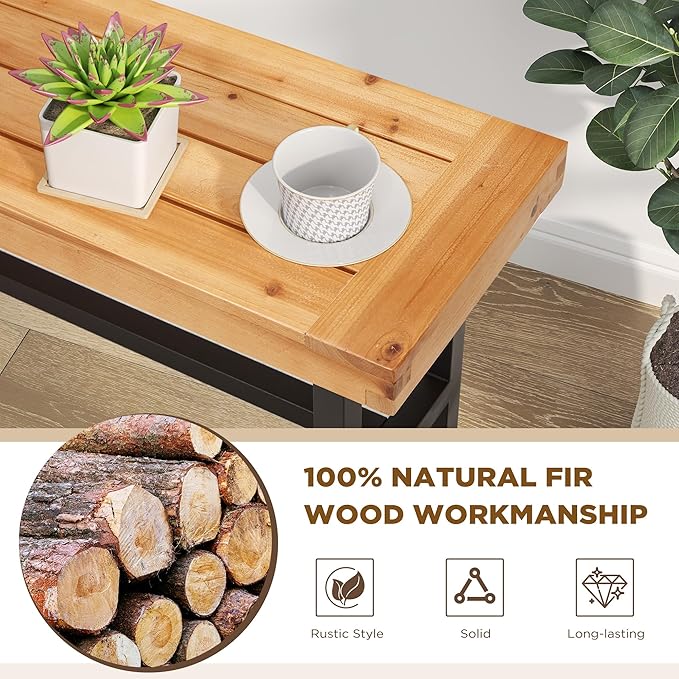 AVAWING Outdoor Wood Benches Set of 2, Patio Wooden Picnic Bench Waterproof, Backless Long Garden Park Chair for Porch, Balcony and Deck, Natural-Ruum Studio Home