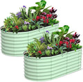 2 Pcs 6x3x2ft Oval Raised Garden Bed, Galvanized Raised Beds,Open-Ended Base Metal Raised Planter Beds,Garden Bed Outdoor,Planter Raised Boxes for Vegetables, Flowers,Tool-Free Asse,Green-Ruum Studio Home