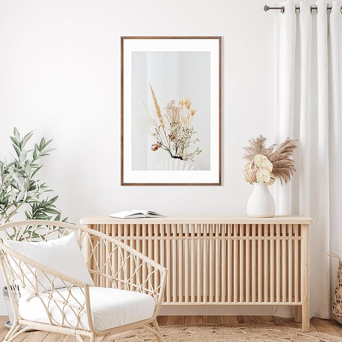 24x36 Poster Frame Natural Solid Walnut Photo Frames with 20x30 Removable Mat Wall Hanging Large Handcrafted Frame with HD Plexiglass Wall and Tabletop Display Large Picture Frame-Ruum Studio Home