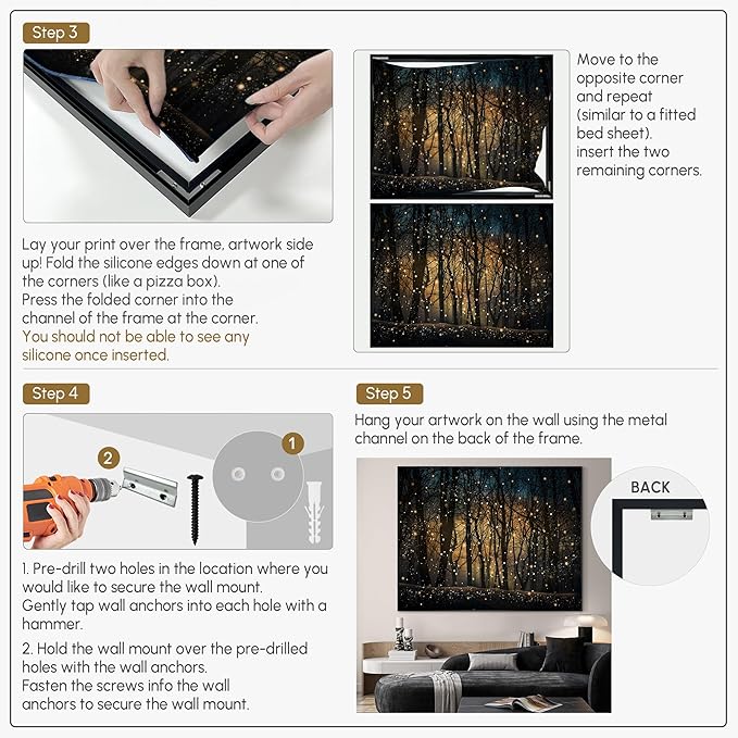 SIGNWIN 36"x46" Extra Large Framed Wall Art Magical Firefly Night Forest, Enchanted Woodland Scene for Home Living Room Bedroom Decor (Frame Assembly Required)-Ruum Studio Home