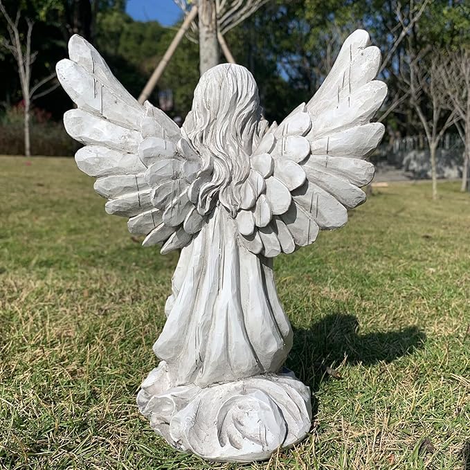 Praying Angel Garden Statue, Religious Fairy Sculpture Waterproof Decorative Figurine Art Decor for Patio, Lawn, Yard, Housewarming Ornament Present Angels HSa-1-Ruum Studio Home