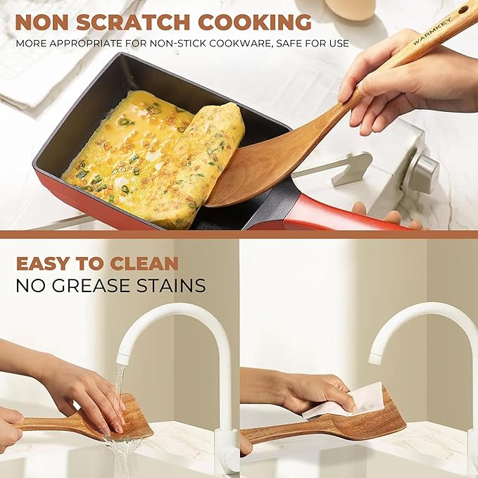 Acacia Wood Kitchen Utensil Set 9PC-Natural Wooden Cooking Tools for Nonstick Pans&Stir Frying,Scratch-Proof&Heat Resistant,Sturdy&Lightweight with Spoon Rest (Kitchen Utensil Set 9PC)-Ruum Studio Home