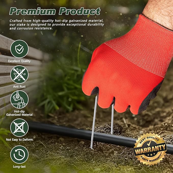 FEED GARDEN 6 Inch 100 Pack Galvanized Landscape Staples Plant Cover Stakes 11 Gauge Tent Stakes Garden Stakes Landscaping Fabric SOD Pins Yard Stakes for Decoration Weed Barrier Fabric-Ruum Studio Home