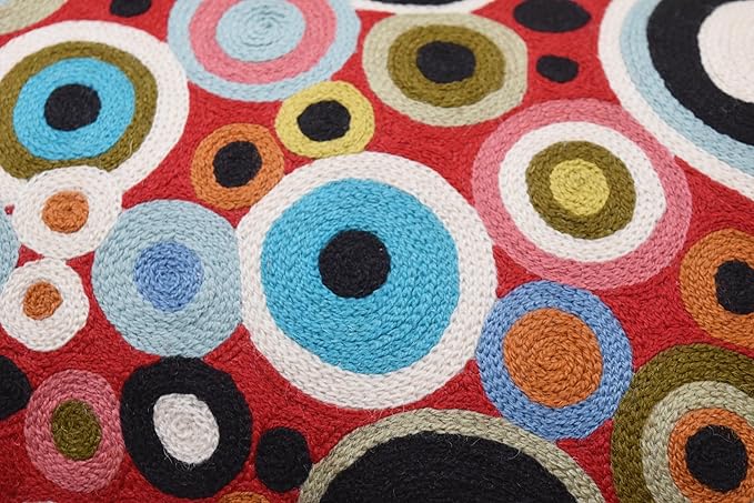 Lumbar Red Polka Dots Decorative Pillow Cover Contemporary Pillowcase Farmhouse Chair Cushion Modern Outdoor Pillowsham Couch Cushion Hand Embroidered Wool Size - 14x20-Ruum Studio Home