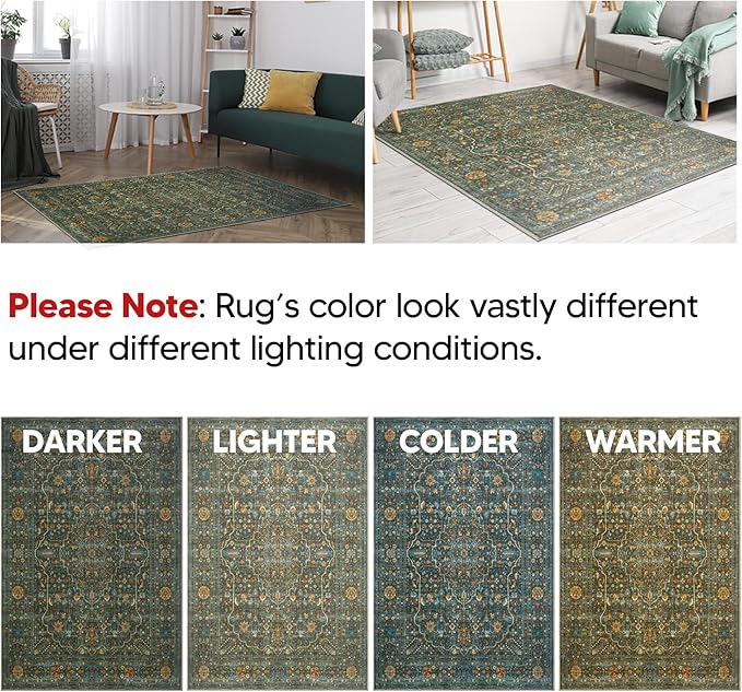 Keen Home Design 2x10 Rug - Machine Washable Runner Rug with Non-Slip Backing, Ideal for Hallway, Entryway, Kitchen, Laundry Room - Vintage, Easy Clean, Durable, Low Pile - (2'6" x 10')-Ruum Studio Home