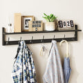 BAMEOS 35 Inch Wall Hooks With Shelf - Entryway Hanging Wood Coat Rack With 7 Dual Hooks for Bathroom, Living Room, Bedroom (Black)-Ruum Studio Home