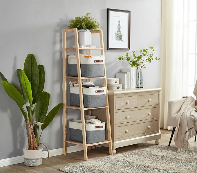 DECOMOMO Storage Baskets for Shelves - Fabric Closet Organizers and Storage Bins, Perfect Baskets for Organizing Closet Toys Nursery (Slate Grey and White, XL - 3 Pack)-Ruum Studio Home