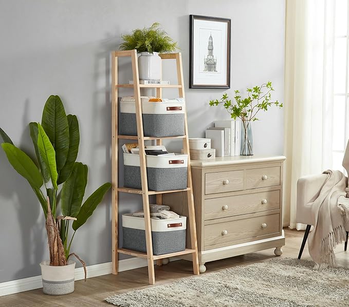 DECOMOMO Storage Bins Fabric Storage Baskets for Shelves, Linen Closet Organization Toys Nursery (Slate Grey and White, Large - 3 Pack)-Ruum Studio Home