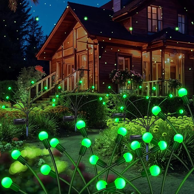 Solar Garden Lights Outdoor, 4 Pack 24LED Waterproof Solar Powered Lights for Yard Pathway Patio, Swaying Lawn Decor as Gardening Gifts for Women Holiday(4 Pack Green)-Ruum Studio Home