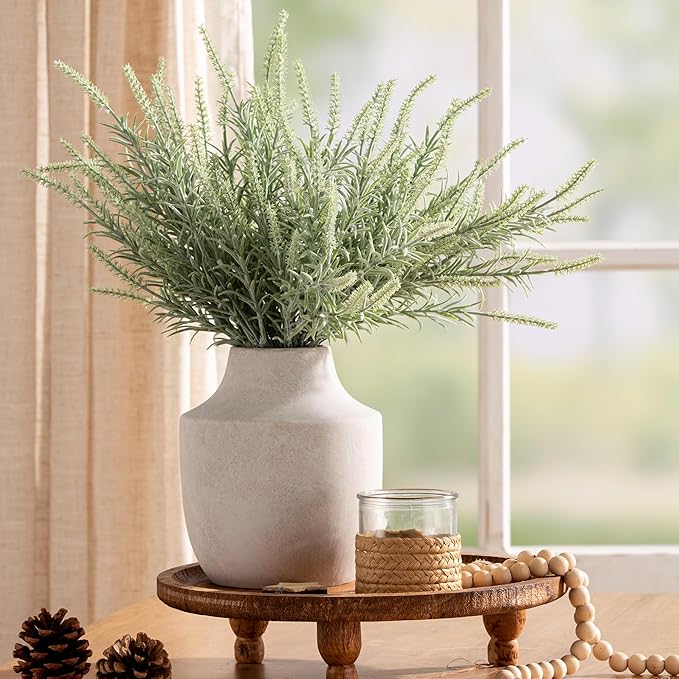 Mitt&Ditt Ceramic Flower Vase, 7.5 inch Off-White Farmhouse Rustic Vase, Handcrafted Weathered Pottery Vases, Small Flower Terracotta Vases for Home Decor, Living Room, Table, Shelf-Ruum Studio Home
