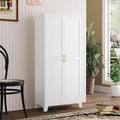 Metal Kitchen Pantry Storage Cabinet with 2 Doors and 3 Adjustable Shelves,Pantry Cabinet with Adjustable Leveling Foot for Kitchen, Living Room, Dining Room（White）-Ruum Studio Home