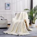 L'AGRATY Chunky Knit Blanket Throw: Soft Chenille Yarn Throw Blanket 60x80 - Handmade Thick Cable Crochet Blanket - Large Chunky Rope Throw Blanket for Couch Sofa Bed Home Decor(Cream White)-Ruum Studio Home