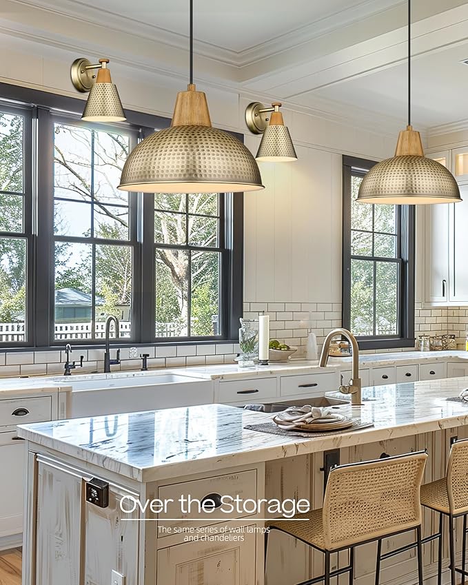 FEMILA Bathroom Light Fixtures 2 Pack, Antique Brass Vanity Light with Hammered Metal Shade, 2-Lights Bath Wall Mounted Lights Wall Lamp for Mirror Kitchen Bedroom, 4FG59B-2 BG-Ruum Studio Home