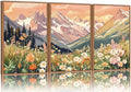 SIGNINART Vintage Floral Framed Canvas Wall Art Set, Large Mountains Nature Landscape Wall Decor, Bohemian Wildflower Forest Artwork, Pink Ridge Art Printing for Living Room Bedroom Office 16"x24"x3-Ruum Studio Home