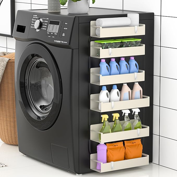 6 Pack Magnetic Spice Rack Organizer for Refrigerator and Oven, Cream White Fridge Organizers and Storage for Kitchen-Ruum Studio Home