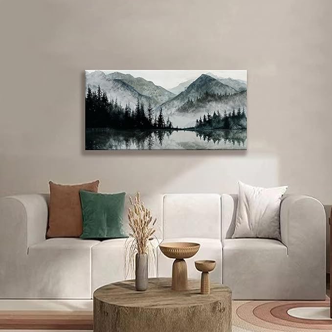 TAIJXAGSG Canvas Wall Art Decor Prints Natural Modern Wall Art Landscape Wall Decorations Mountain Lake View Artwork Pictures For Bedroom Kitchen Office Apartment Decorations 20"×40"-Ruum Studio Home