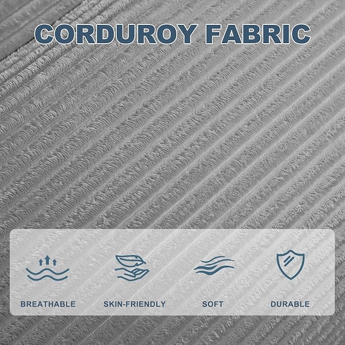 Misolant Bean Bag Chairs，Big Corduroy Fabric Sofa Bean Bag Chair for Adults and Teens with High-Resilience Sponge, Non-Slip Base Floor Lounge Sofa for Home, Living Room, Bedroom, Gaming Dark Gray-Ruum Studio Home