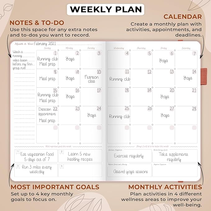 GoGirl Food Journal & Wellness Planner –– Diet & Fitness Diary – Nutrition Journal with Meal, Exercise & Weigh Loss Tracker, A5 (Rose Gold)-Ruum Studio Home