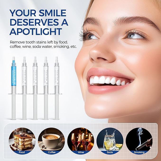 5 x Teeth Whitening Gel (4+1 Desensitizing Gel), No Sensitivity Teeth Whitening Gel Kit, Effective Teeth Whitener, Travel-Friendly Tooth Whitening Pen, Carbamide Peroxide Tooth Bleaching-Ruum Studio Home