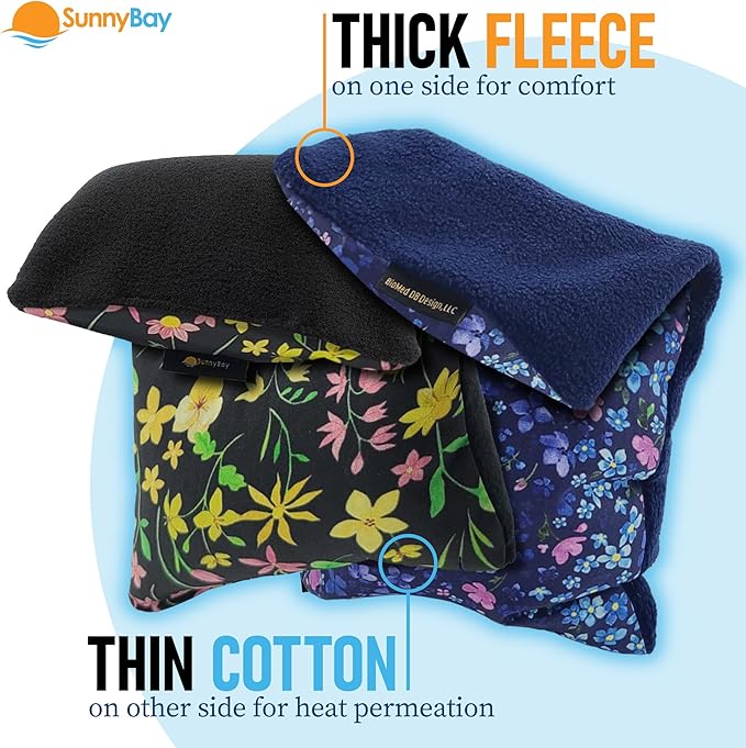 SunnyBay Small Microwave Heating Pad, Microwavable Versatile Cold/Heated Neck and Shoulder Wrap for Back Pain and More, Moist Heat Cotton-Fleece Pad, 6x11 Inches, Lilac and Green Flowers, Pack of 2-Ruum Studio Home