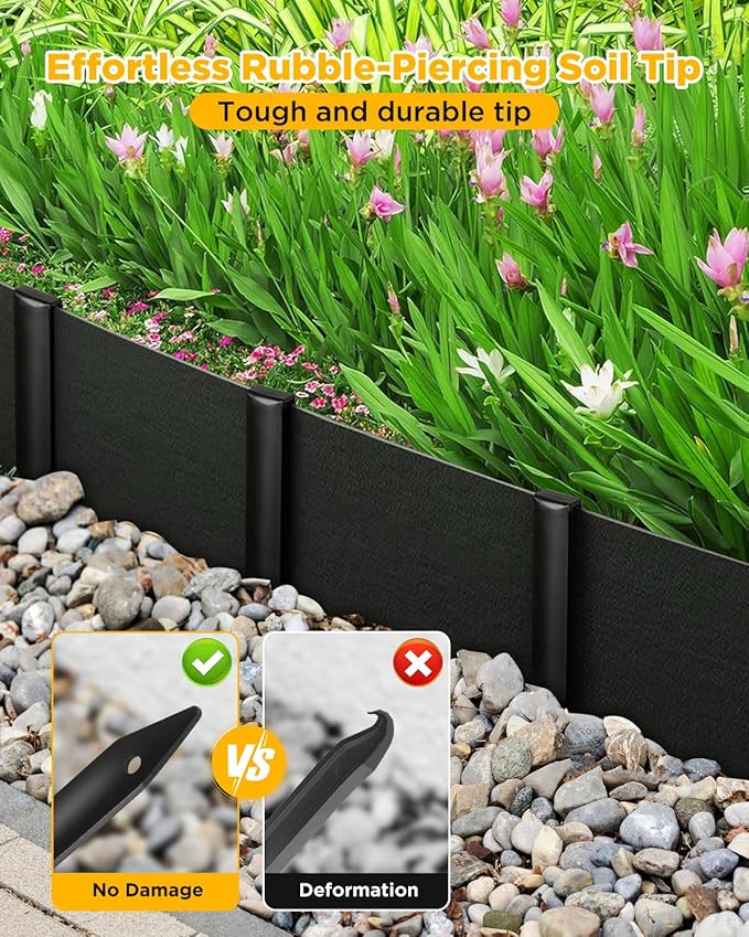 Landscape Edging Metal Stakes - 20 Pcs, 10 Inch Garden Landscape Stakes, High Carbon Steel Landscape Anchoring Stakes for Flowerbed Edging, Outdoor Tent and Landscape Edging Coil-Ruum Studio Home