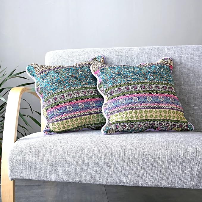 NEWLAKE Striped Jacquard Style Cotton Throw Pillow Covers (2 Pieces, 18X18 Inch)-Ruum Studio Home