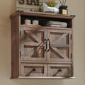 Bathroom Wall Cabinet, Farmhouse 24" Wide Medicine Cabinet with Drawer, Adjustable Shelf, Double Barn Doors, Storage Cabinets for Bathroom, Kitchen, Living Room, Rustic Brown-Ruum Studio Home