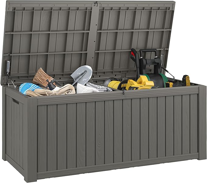 Outdoor Storage Box, 180 Gallon Deck Box, Waterproof and UV Resistant Large Resin Storage Bin, Organization and Storage for Patio Furniture, Outdoor Cushions, Garden Tools, Lockable-Ruum Studio Home