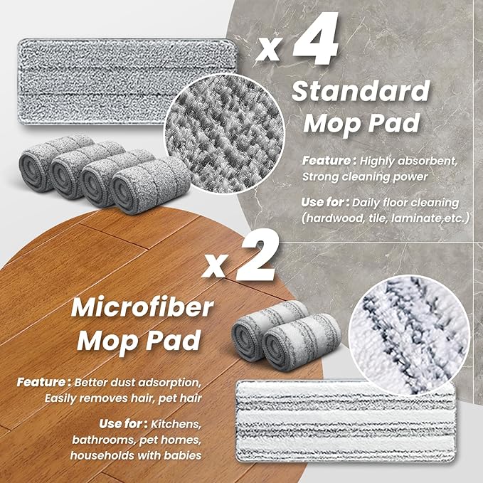 Mop and Bucket Set, Flat Microfiber Mops for Floor Cleaning, Wall Cleaner Mop and Bucket System with Wringer, Wet and Dry Use-Ruum Studio Home